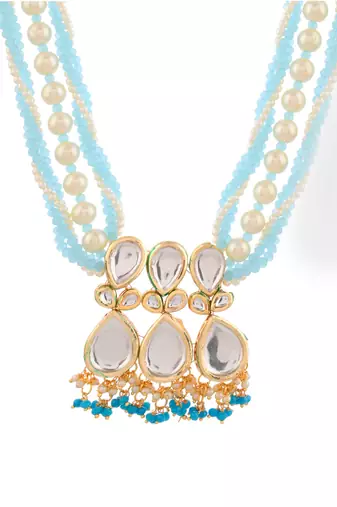 Pearl beaded kundan necklace set with earrings