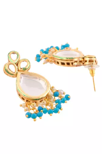 Pearl beaded kundan necklace set with earrings