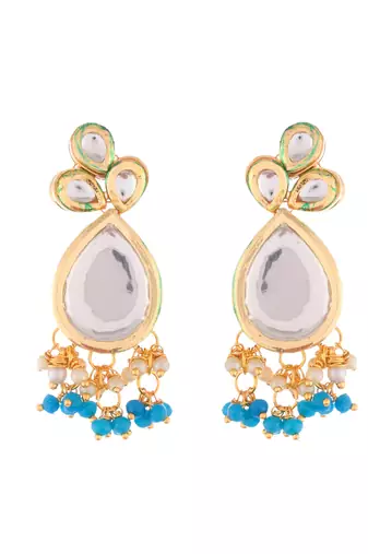Pearl beaded kundan necklace set with earrings