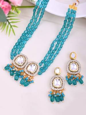 Crystal & gold plated necklace set with earrings 1