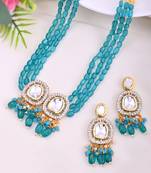 Crystal & gold plated necklace set with earrings