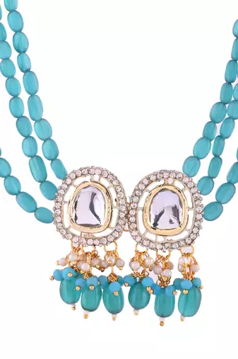 Crystal & gold plated necklace set with earrings