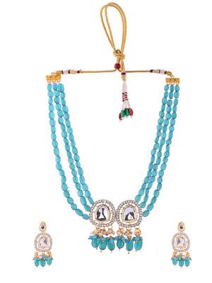 Crystal & gold plated necklace set with earrings 3