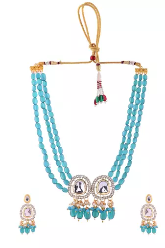Crystal & gold plated necklace set with earrings