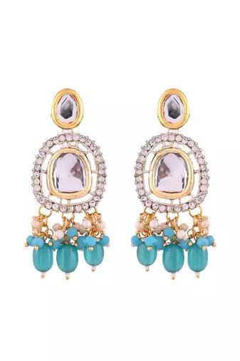 Crystal & gold plated necklace set with earrings