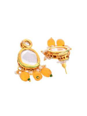 "yellow beaded mirror work necklace set with earrings 4