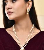"pearl & crystal teardrop necklace set with dual-strand