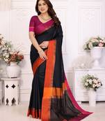 Black silk blend heavy border fancy latest collection saree