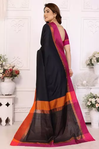Black silk blend heavy border fancy latest collection saree
