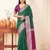 Green checks design silk blend saree with blouse piece