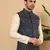 Blue silk embroidered nehru jacket for mens