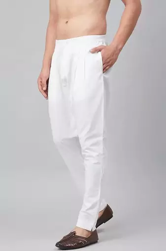 White silk embroidered pyjamas for mens