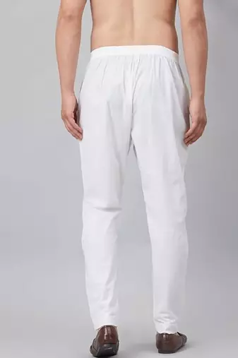 White silk embroidered pyjamas for mens