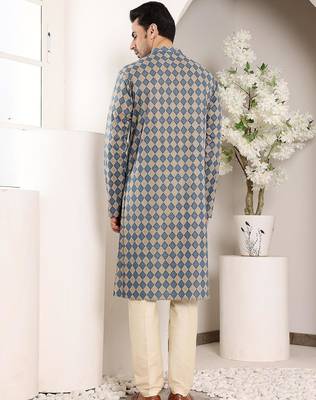 Multicolor cotton embroidered kurta pajama for mens 2