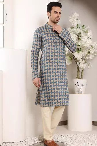 Multicolor cotton embroidered kurta pajama for mens
