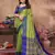 Green silk blend heavy border saree with contrast blouse