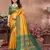 Yellow silk blend heavy border saree with contrast blouse