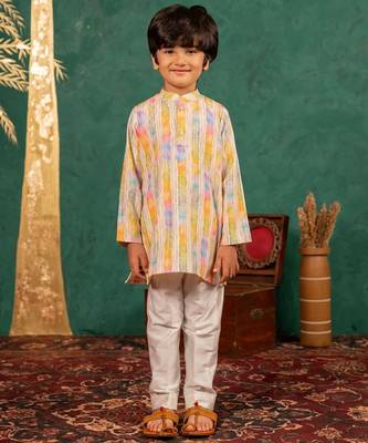 Boys multi-coloured ethnic kurta with white pant (set of 2) 1