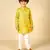 Boys moonga foil yellow zig zag red cotton ethnic kurta with white pant (set of 2)