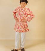 Boys digital floral print ethnic kurta with white pant (set of 2)