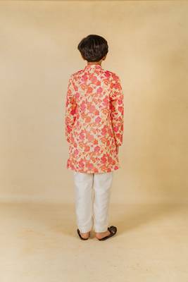 Boys digital floral print ethnic kurta with white pant (set of 2) 3