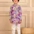 Boys purple floral digital printed kurta with white pant (set of 2)