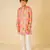 Boys light pink floral digital printed kurta with white pant (set of 2)
