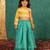 Girls one shoulder yellow top with bandhni mirror work lehenga (set of 2)