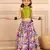 Girls green lurex sleeveless top and roman printed lehenga (set of 2)