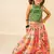 Girls green sleeveless top and roman printed lehenga (set of 2)