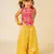 Girls pink brocade top and yellow zig zag embroidered palazzo (set of 2)