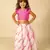 Girls pink hand embroidered top and moonga digital printed lehenga with dupatta (set of 2)