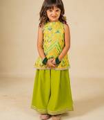 Girls yellow top and green palazzo (set of 2)