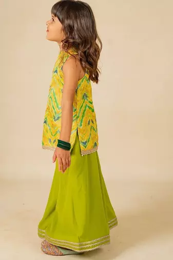 Girls yellow top and green palazzo (set of 2)
