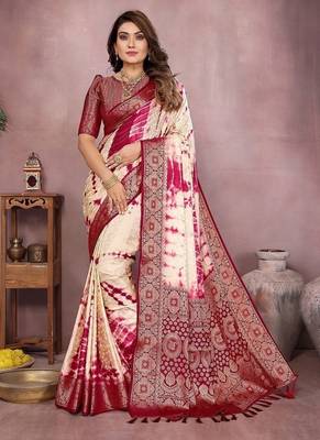 Maroon Color Shibori Work With Soft Satin Saree  2