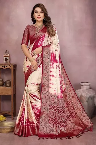 Maroon Color Shibori Work With Soft Satin Saree 