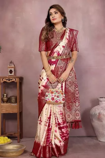 Maroon Color Shibori Work With Soft Satin Saree 