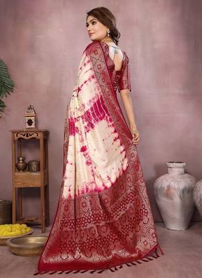 Maroon Color Shibori Work With Soft Satin Saree  4