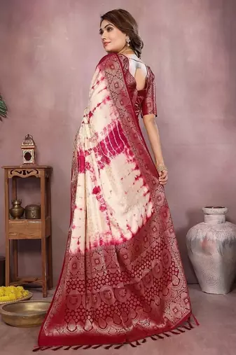 Maroon Color Shibori Work With Soft Satin Saree 