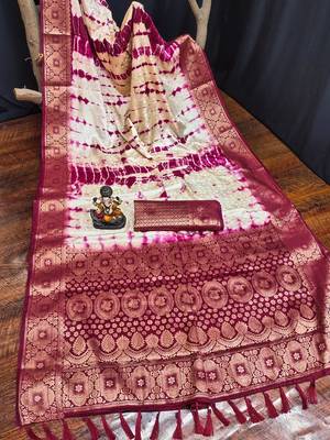 Maroon Color Shibori Work With Soft Satin Saree  5