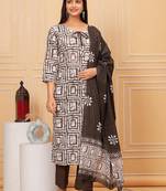 Sequence Hand Work Cotton Suit Set With Printed Dupatta