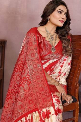 Red Color Shibori Work With Soft Satin Saree 
