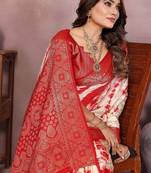 Red Color Shibori Work With Soft Satin Saree 