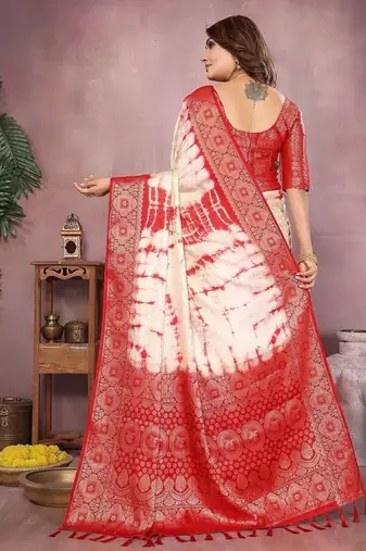 Red Color Shibori Work With Soft Satin Saree 