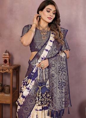Purple Color Shibori Work With Soft Satin Saree  1
