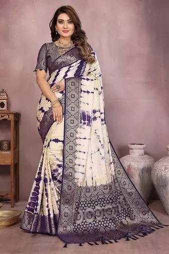 Purple Color Shibori Work With Soft Satin Saree 