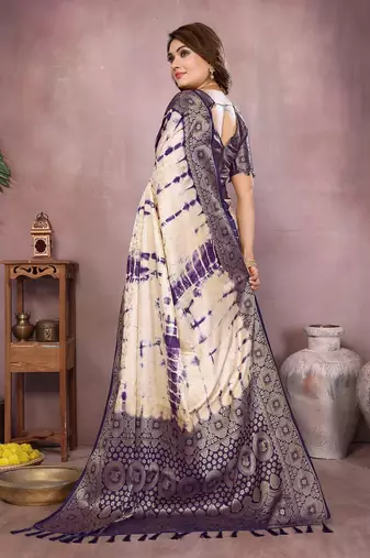 Purple Color Shibori Work With Soft Satin Saree 
