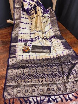 Purple Color Shibori Work With Soft Satin Saree  5