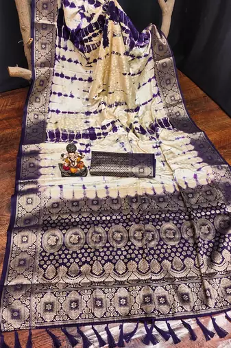 Purple Color Shibori Work With Soft Satin Saree 