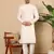 Beige viscose embroidered kurta pajama for mens